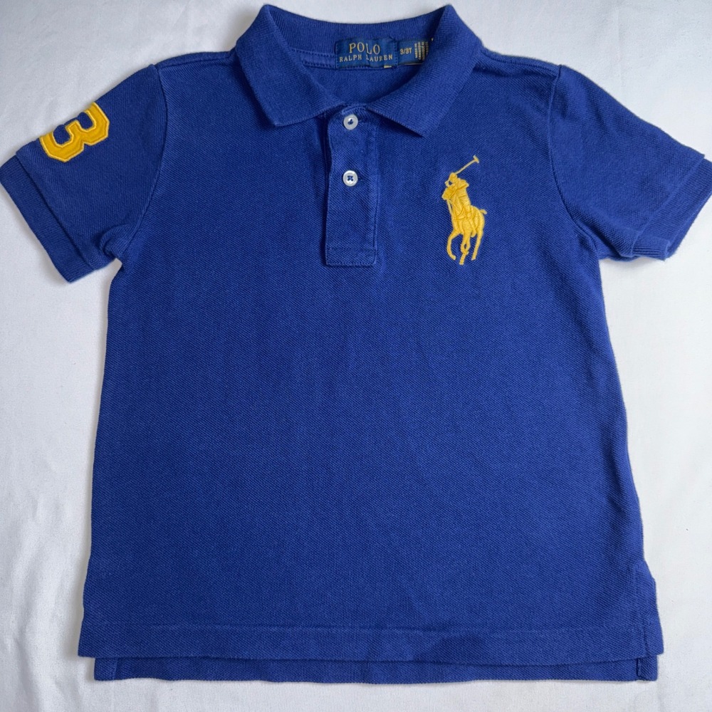 Polo Ralph Lauren Boys Blue Big Pony Short Sleeve Polo Shirt Size 3 3T